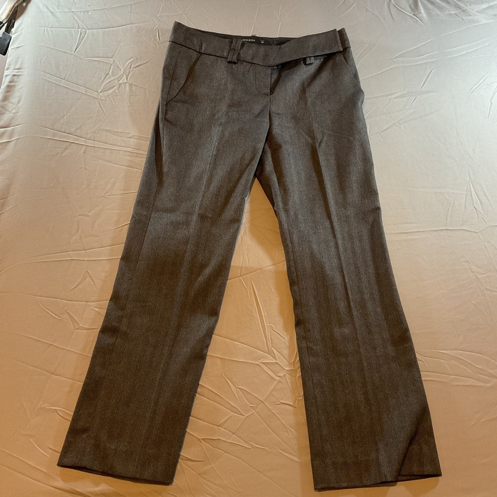 Reserved Dress Pants Men's 36x30 Gray Herringbone Flat Front Business Slacks